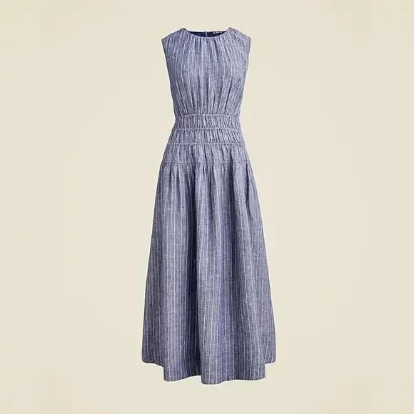 NWT J CREW Hyacinth dress in striped linen - Picture 4 of 7